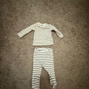 H&M Cream and Black Striped Baby Top